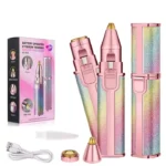 2-in-1 Rechargeable Eyebrow Trimmer & Portable Facial Hair Remover | Painless Electric Ladies Shaver Pen - Image 2