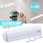 4 Line Retractable Clothesline - 3.2m Space Saving Wall Mounted Laundry Dryer