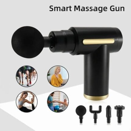 Portable Smart Electric Massage Gun for Deep Tissue Muscle Pain Relief & Recover | with 4 Interchangeable Heads